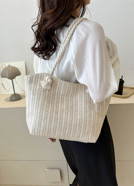 Sac fourre-tout à bandoulière en paille tendance pour femme de grande capacité