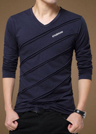 Men's Long-sleeved T-shirt Bottoming Shirt Cotton Long Sleeve V-neck