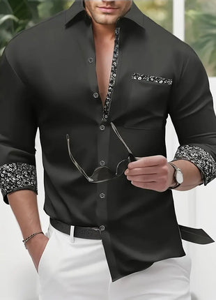 Fashion Loose Breathable Pocket Men's Long Sleeve Shirt