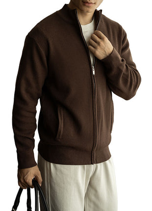 Men's Breathable Zipper Casual Stand Collar Sweater