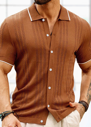 Short-sleeved Polo Shirt Summer Button Lapel Top Fashion Business Men's Clothing