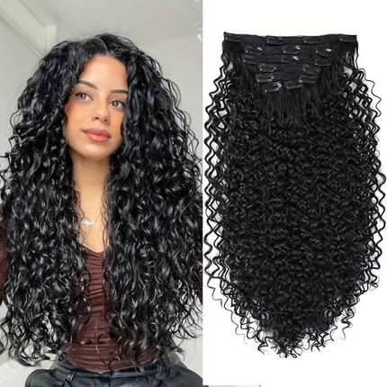 Extension de cheveux synthétiques de type bigoudi, perruque complète pour femme, cheveux noirs et bruns