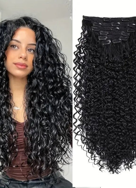 Extension de cheveux synthétiques de type bigoudi, perruque complète pour femme, cheveux noirs et bruns