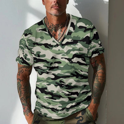 Summer Men's Design Camouflage Breathable Loose Fashion Short Sleeve