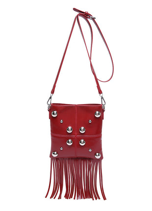 Studded Shoulder Tassel Trendy Crossbody Bag