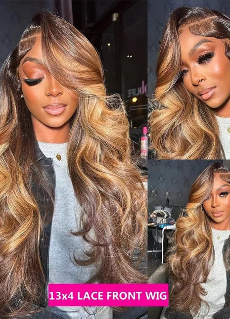 Front Lace Wig Long Roll Gradient Color Women's Big Wave Head Cover