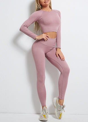 Seamless Long-sleeved Sports Top High-waisted Butt-lifting Tights