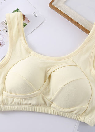 Plus Size Women Bra Ladies Cotton Quake-Proof Underwear Sleep Tops No Buckles Non Wire Lingerie With Removable Padded