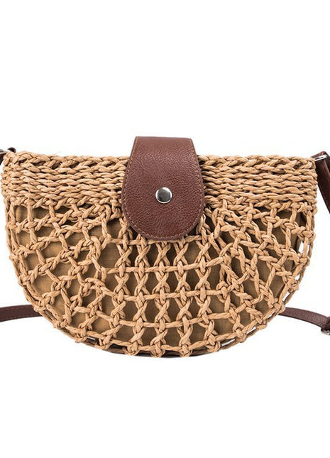 One-Shoulder Saddle Bag Fashion Messenger Straw Bag