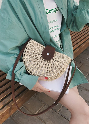 One-Shoulder Saddle Bag Fashion Messenger Straw Bag