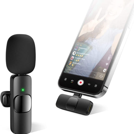 Microphone cravate sans fil pour iPhone iPad Micro à pince sans fil professionnel - Micro d'enregistrement à condensateur omnidirectionnel sans fil pour interview vidéo podcast vlog YouTube