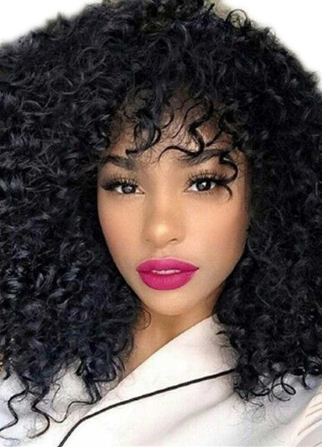 Manufacturers Supply European And American Wigs, African Short Curly Hair Female Wigs, Fluffy Small Curly Bangs, Long Curly Hair Wigs, Wigs