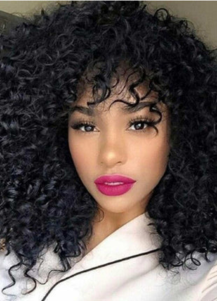 Manufacturers Supply European And American Wigs, African Short Curly Hair Female Wigs, Fluffy Small Curly Bangs, Long Curly Hair Wigs, Wigs