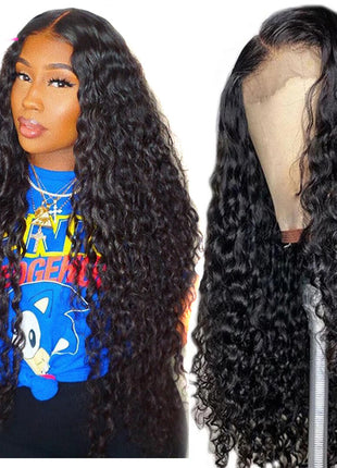 Half Lace Real Hair Cover 13 Water Wave Baby Hair Lace Wig