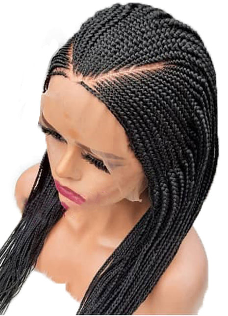 13x6 Braided Wigs Synthetic Lace Front Wig Blac