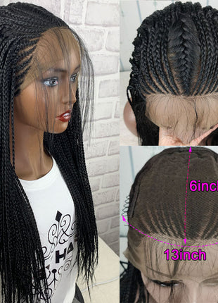 13x6 Braided Wigs Synthetic Lace Front Wig Blac