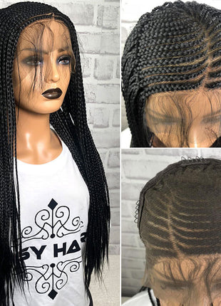 13x6 Braided Wigs Synthetic Lace Front Wig Blac