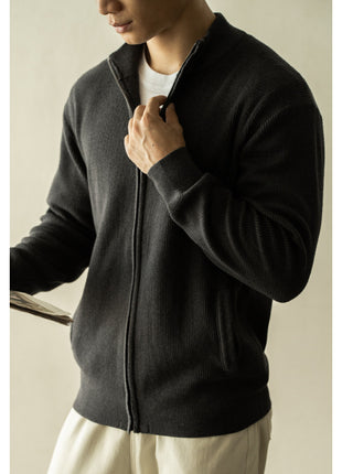 Men's Breathable Zipper Casual Stand Collar Sweater