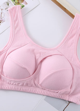 Plus Size Women Bra Ladies Cotton Quake-Proof Underwear Sleep Tops No Buckles Non Wire Lingerie With Removable Padded