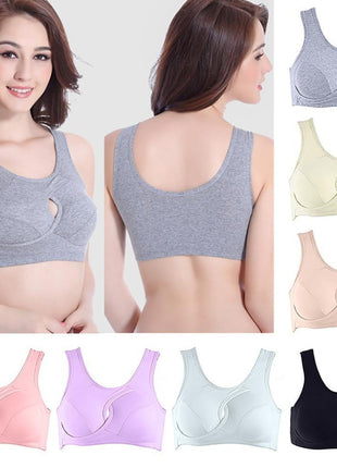 Plus Size Women Bra Ladies Cotton Quake-Proof Underwear Sleep Tops No Buckles Non Wire Lingerie With Removable Padded