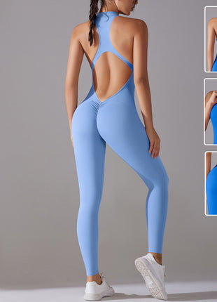 Solid Beauty-back Long Pants Jumpsuit Yoga Fitness Running Dance Slim Bodysuit Women Sports Clothing