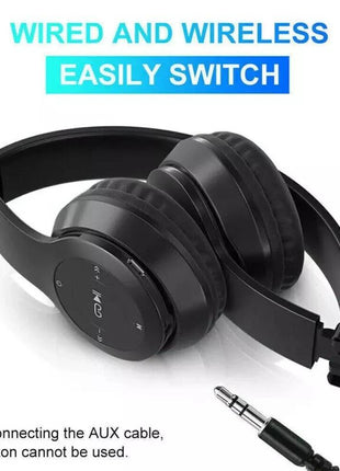 P47 Foldable Wireless Bluetooth Stereo FM Over Ear Headphones 5.0 EDR