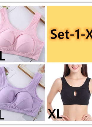 Plus Size Women Bra Ladies Cotton Quake-Proof Underwear Sleep Tops No Buckles Non Wire Lingerie With Removable Padded