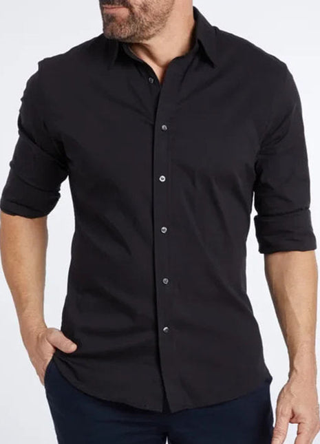 Long Sleeve Zipper Shirt With Button Design Fashion Lapel Tops For Mens Clothing