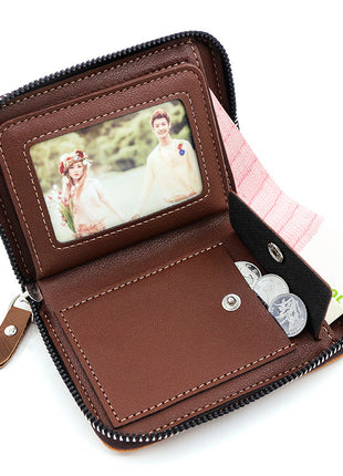 Frosted Men's Short Chain Wallet Vertical Coin Purse Card Holder