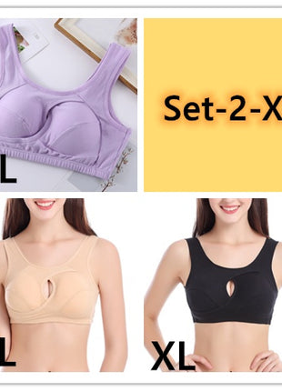 Plus Size Women Bra Ladies Cotton Quake-Proof Underwear Sleep Tops No Buckles Non Wire Lingerie With Removable Padded