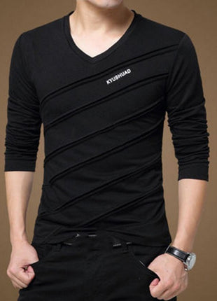 Men's Long-sleeved T-shirt Bottoming Shirt Cotton Long Sleeve V-neck