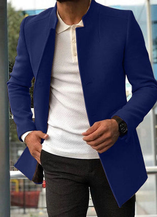 Men's Slim Coat Fashion Single-breasted Solid Color Business Jackets Fall And Winter Tops Outwear Clothing