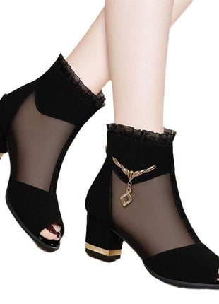 Hollow High Heels Chunky Heel All-matching