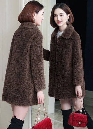 Women's Thick Faux Cashmere Coat Mid-length