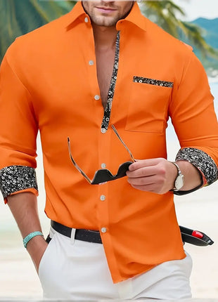 Fashion Loose Breathable Pocket Men's Long Sleeve Shirt