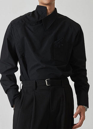 Irregular Lapel Shirt French Men's Clothing