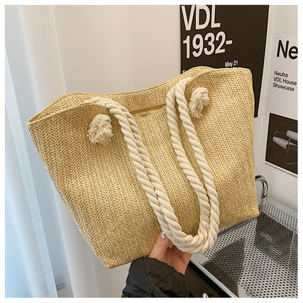 Sac à main en paille à bandoulière de grande capacité pour femme