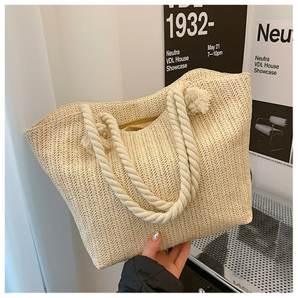 Sac à main en paille à bandoulière de grande capacité pour femme