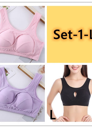 Plus Size Women Bra Ladies Cotton Quake-Proof Underwear Sleep Tops No Buckles Non Wire Lingerie With Removable Padded