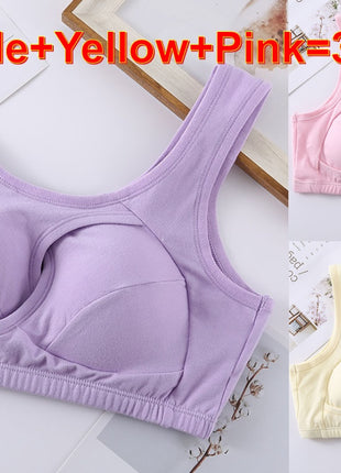 Plus Size Women Bra Ladies Cotton Quake-Proof Underwear Sleep Tops No Buckles Non Wire Lingerie With Removable Padded