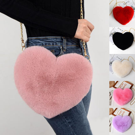 Sacs d'amour pour femmes, sacs à bandoulière en peluche avec chaîne, sac de fête de la Saint-Valentin