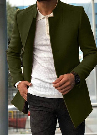 Men's Slim Coat Fashion Single-breasted Solid Color Business Jackets Fall And Winter Tops Outwear Clothing