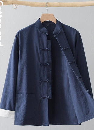 Cotton Linen Coat Vintage Top For Men