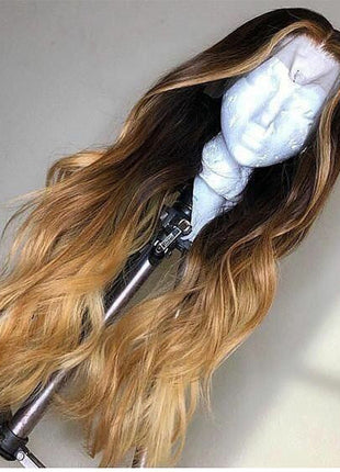 Medium dyed long curly blonde wig