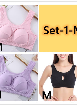 Plus Size Women Bra Ladies Cotton Quake-Proof Underwear Sleep Tops No Buckles Non Wire Lingerie With Removable Padded