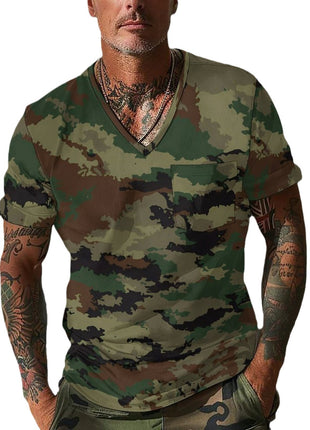 Sommer Herren Design Camouflage Atmungsaktiv Lose Mode Kurzarm