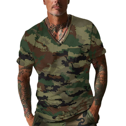 Summer Men's Design Camouflage Breathable Loose Fashion Short Sleeve