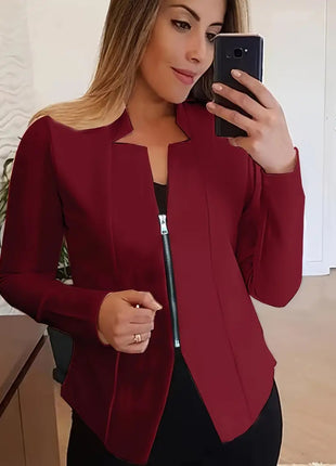 Women's Solid Color Top Zipper Jacket Small Suit