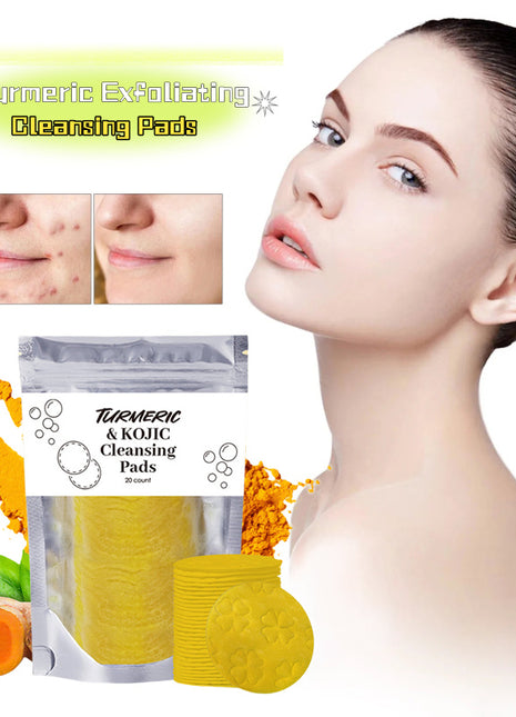 Tampons nettoyants exfoliants au curcuma Éponges faciales compressées Outils de soins de la peau pour le visage Pores obstrués Nettoyage de l'excès de sébum