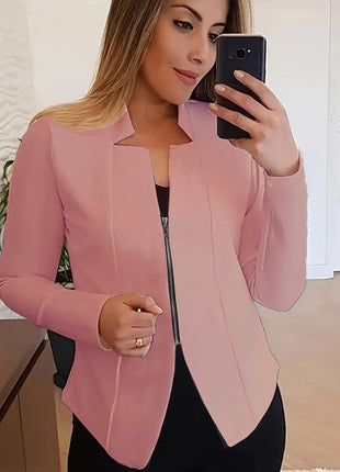 Women's Solid Color Top Zipper Jacket Small Suit